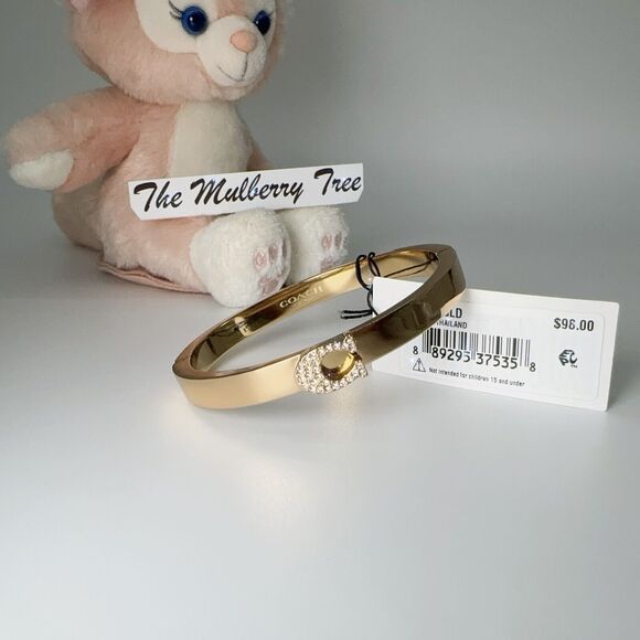 SOLD - Coach 91428 Pave Signature Hinged Bangle Gold Crystal NWT Org $98 - Picture 6 of 8